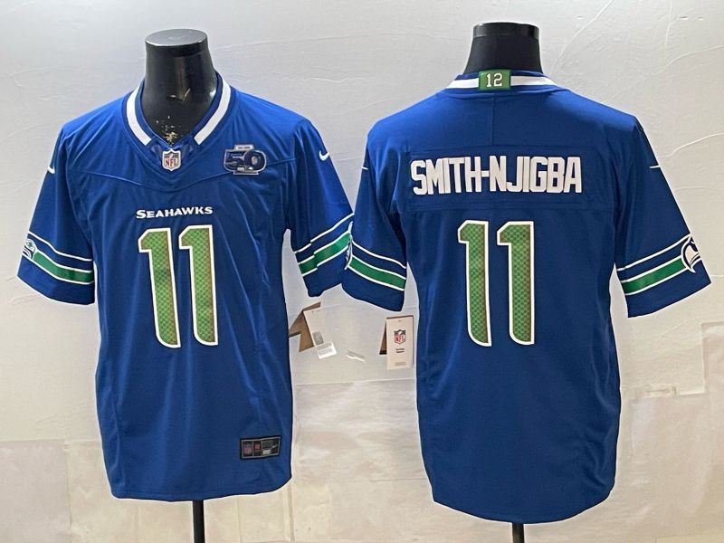 Men 2026 Seattle Seahawks #11 Smith-Hjigba Blue 6th generations Nike Limited NFL Jersey style 004